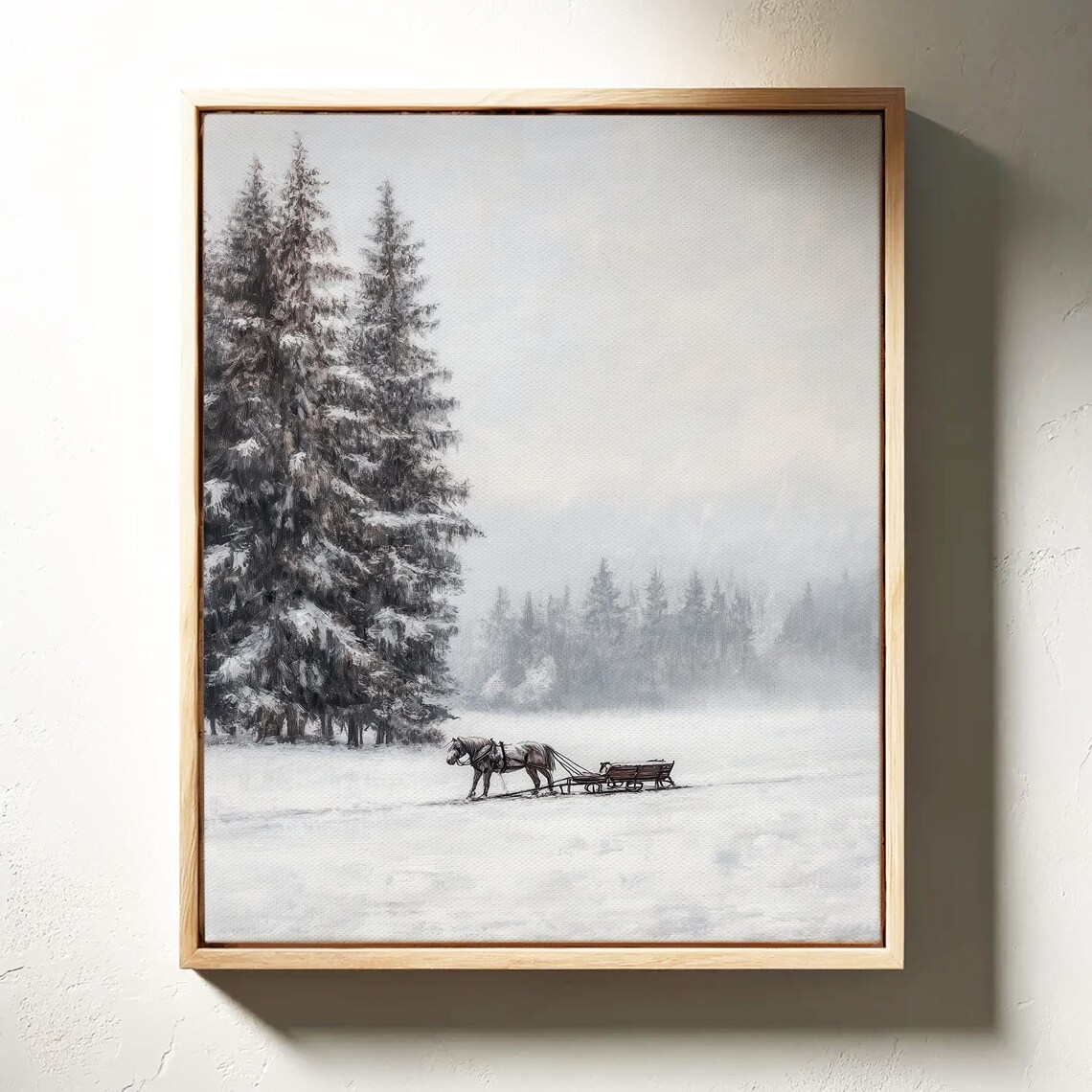 Winter Sleigh Scene, Rustic Christmas Decor - Image 4
