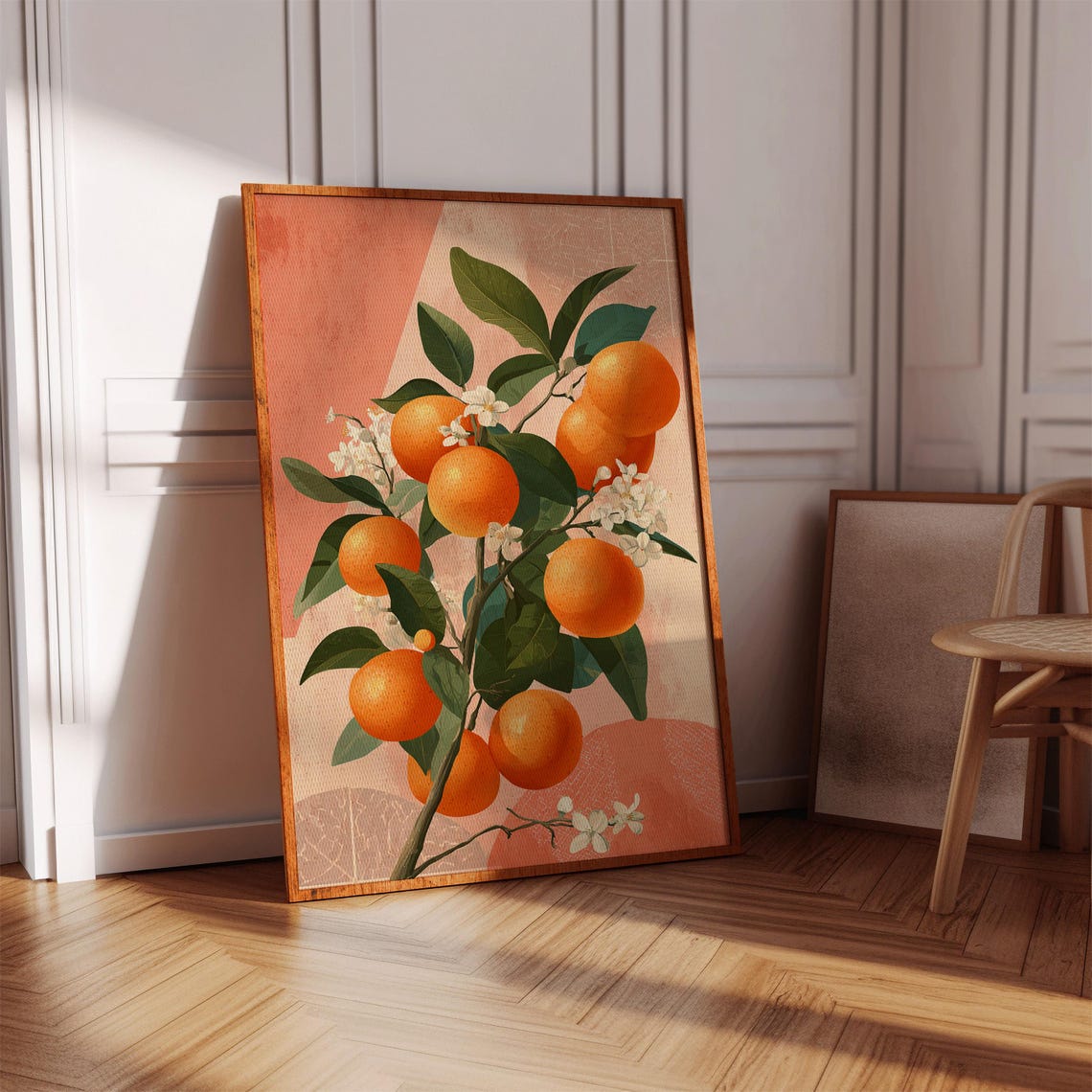 Orange Tree Blossoms Modern Botanical Citrus Kitchen Wall Art