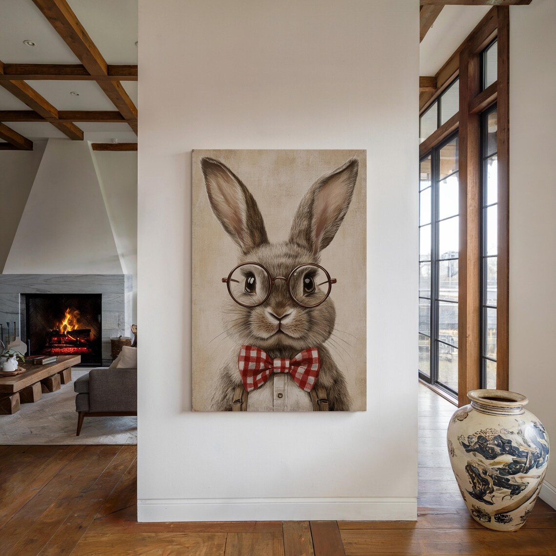 Adorable Rabbit Portrait, Vintage Style Art Print - Image 4