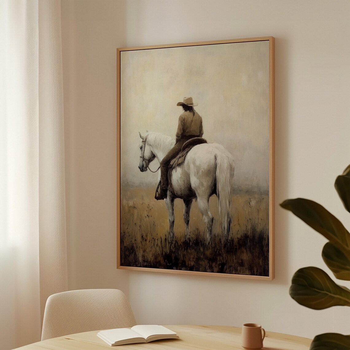 Western Cowboy On Horseback, Vintage Art Print - Image 2