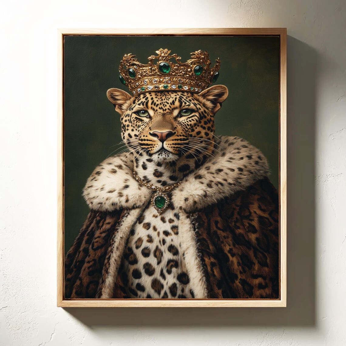 Royal Crowned Leopard Gold Emerald Jewels Regal Portrait Poster - Image 6