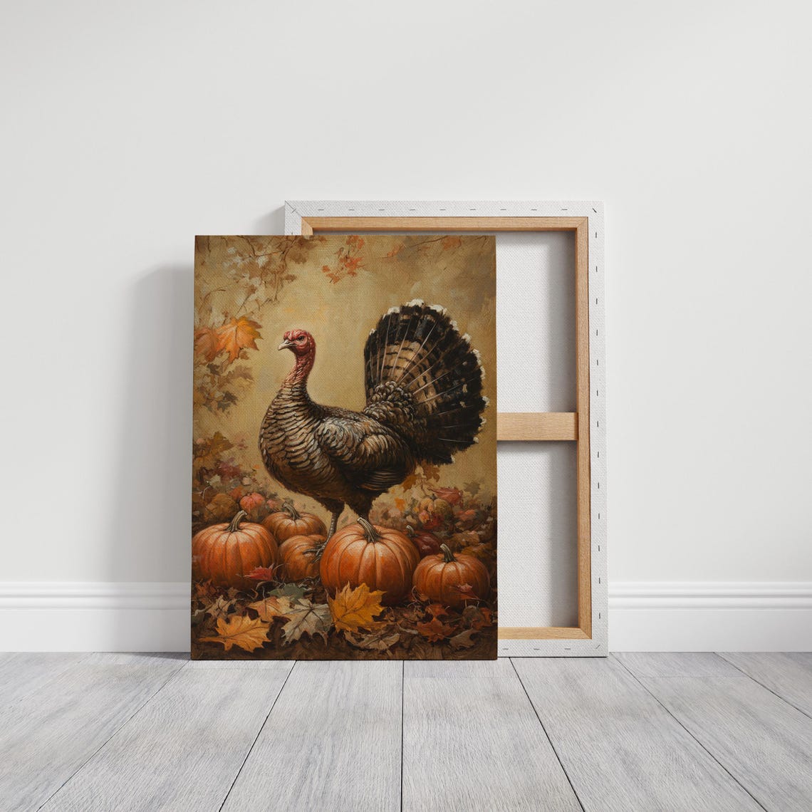 Thanksgiving Turkey With Pumpkins Golden Fall Painting Poster - Image 6