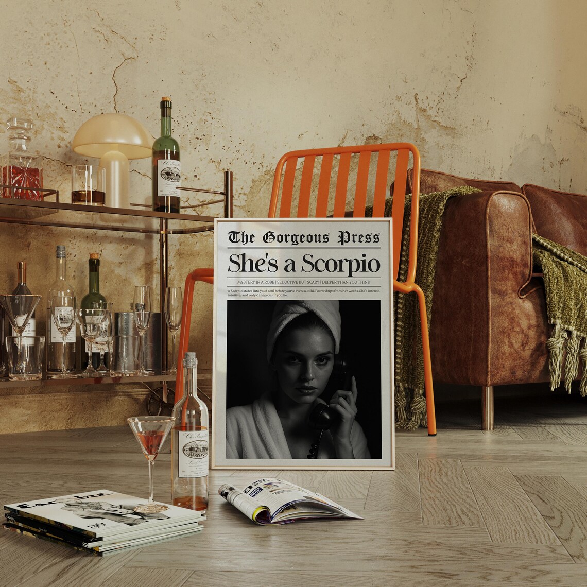 She's a Scorpio Funny Zodiac Newspaper Style Personality Poster