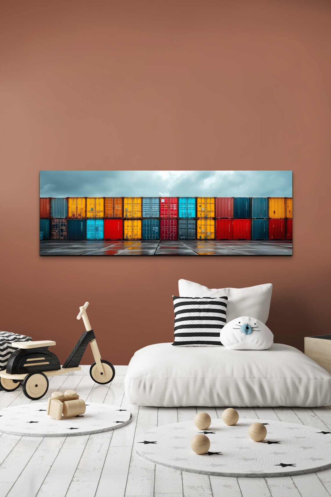 Colorful Stacked Shipping Container Industrial Yard Photo Poster - Image 7