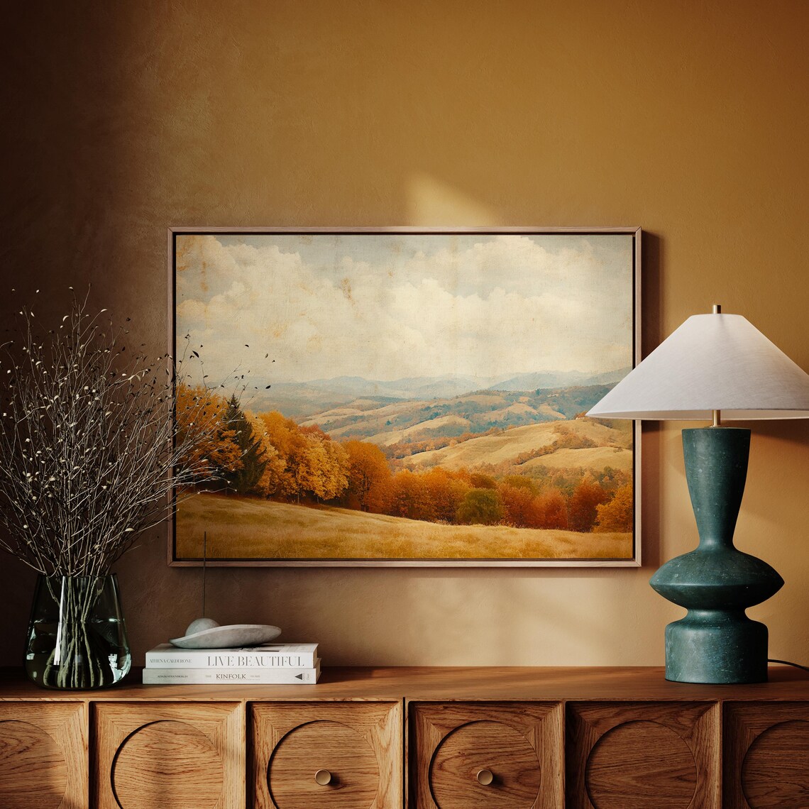 Golden Autumn Hills Rolling Fields with Vibrant Fall Trees Landscape Poster - Image 4