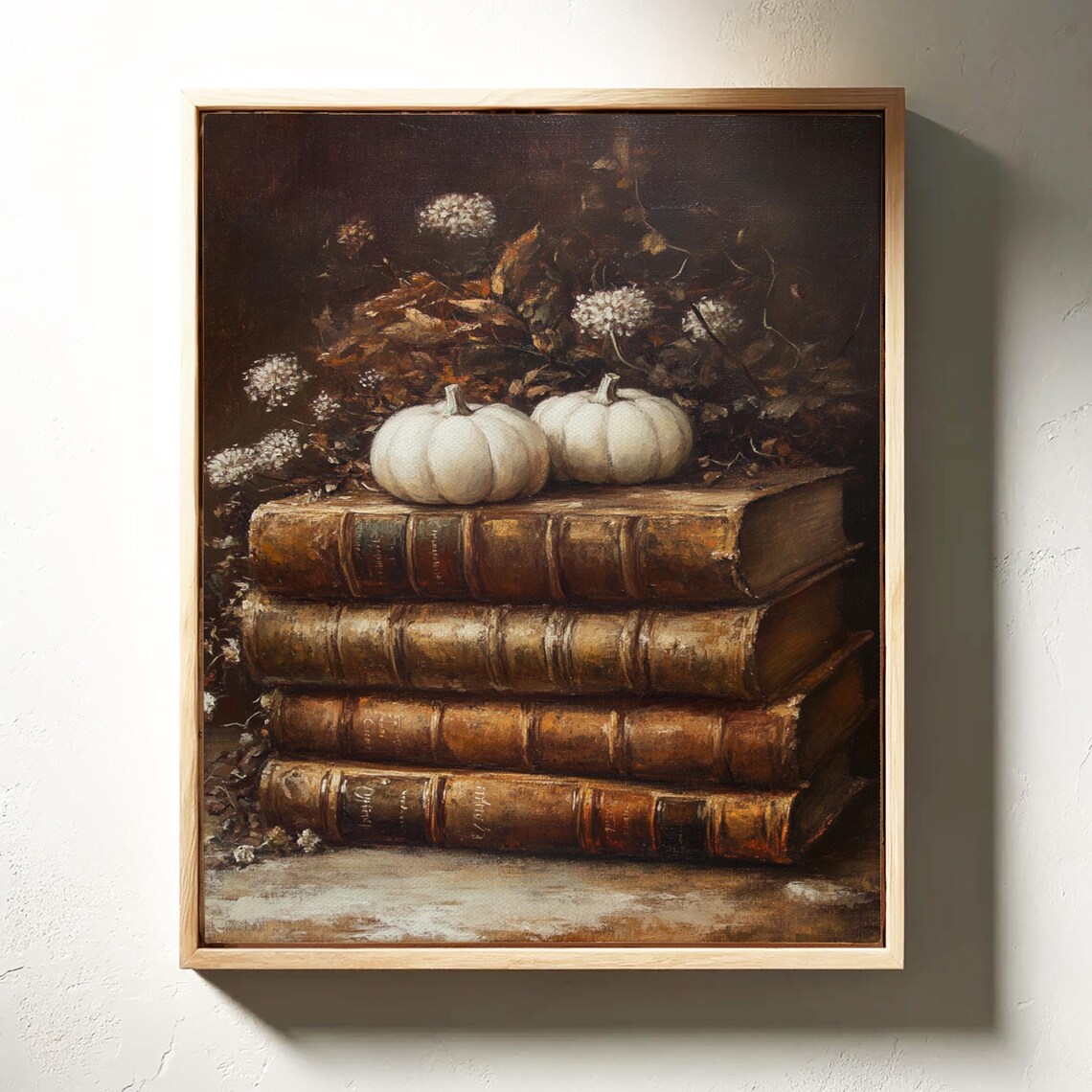 Rustic Autumn Books and White Pumpkins, Vintage Fall Decor - Image 6