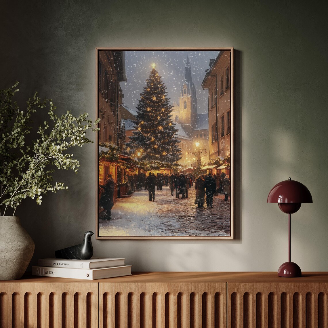Snow Crusted Pine Trees With Lights, Farmhouse Christmas - Image 6