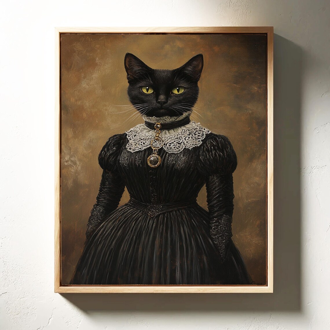 Black Cat Duchess Lace Collar Cameo Pendant Victorian Gothic Portrait Poster