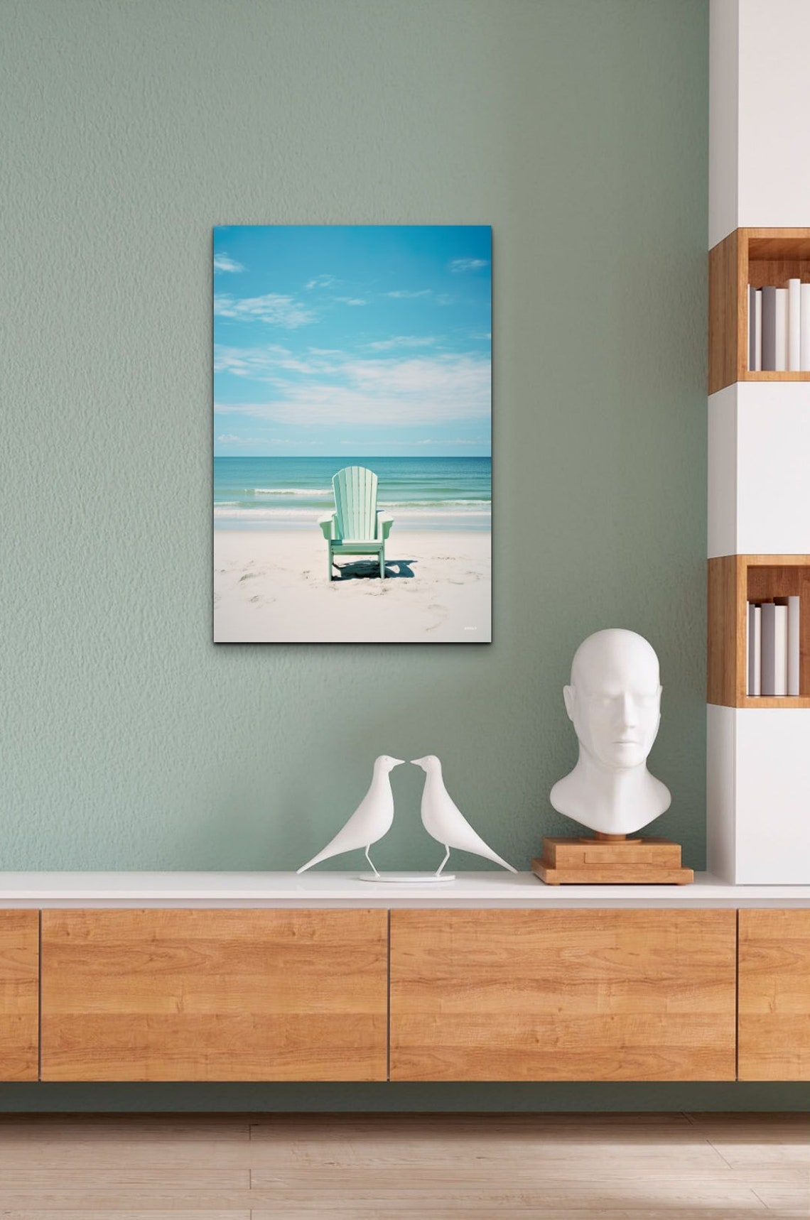 White Adirondack Chair on a Quiet Beach by the Turquoise Sea Poster - Image 6