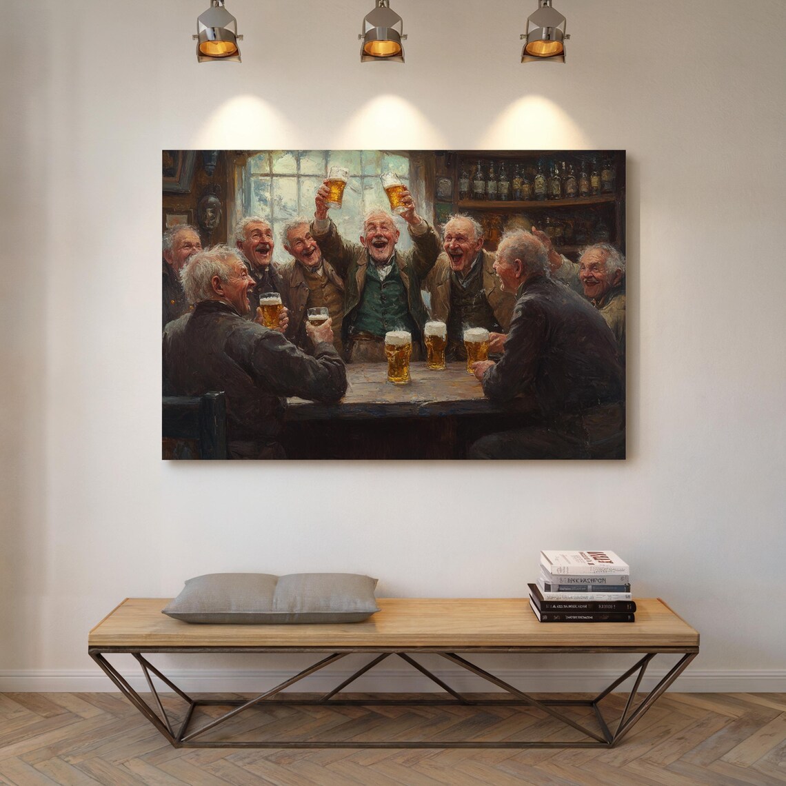 Cheerful Irish Pub Scene, Rustic Wall Art Print - Image 7