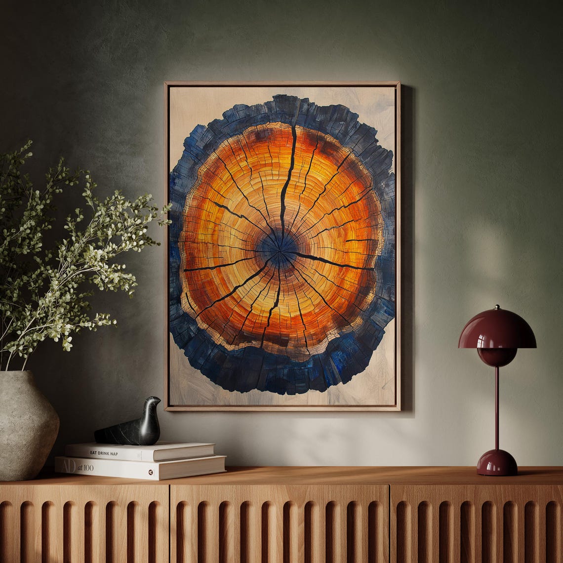 Golden Amber Tree Ring Cross Section Botanical Statement Poster - Image 7