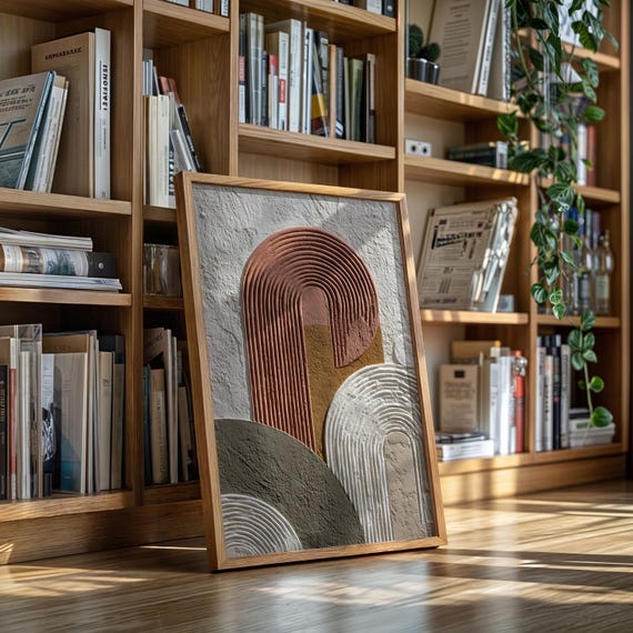 Terracotta Arch Abstract Modern Textured Geometric Wall Art
