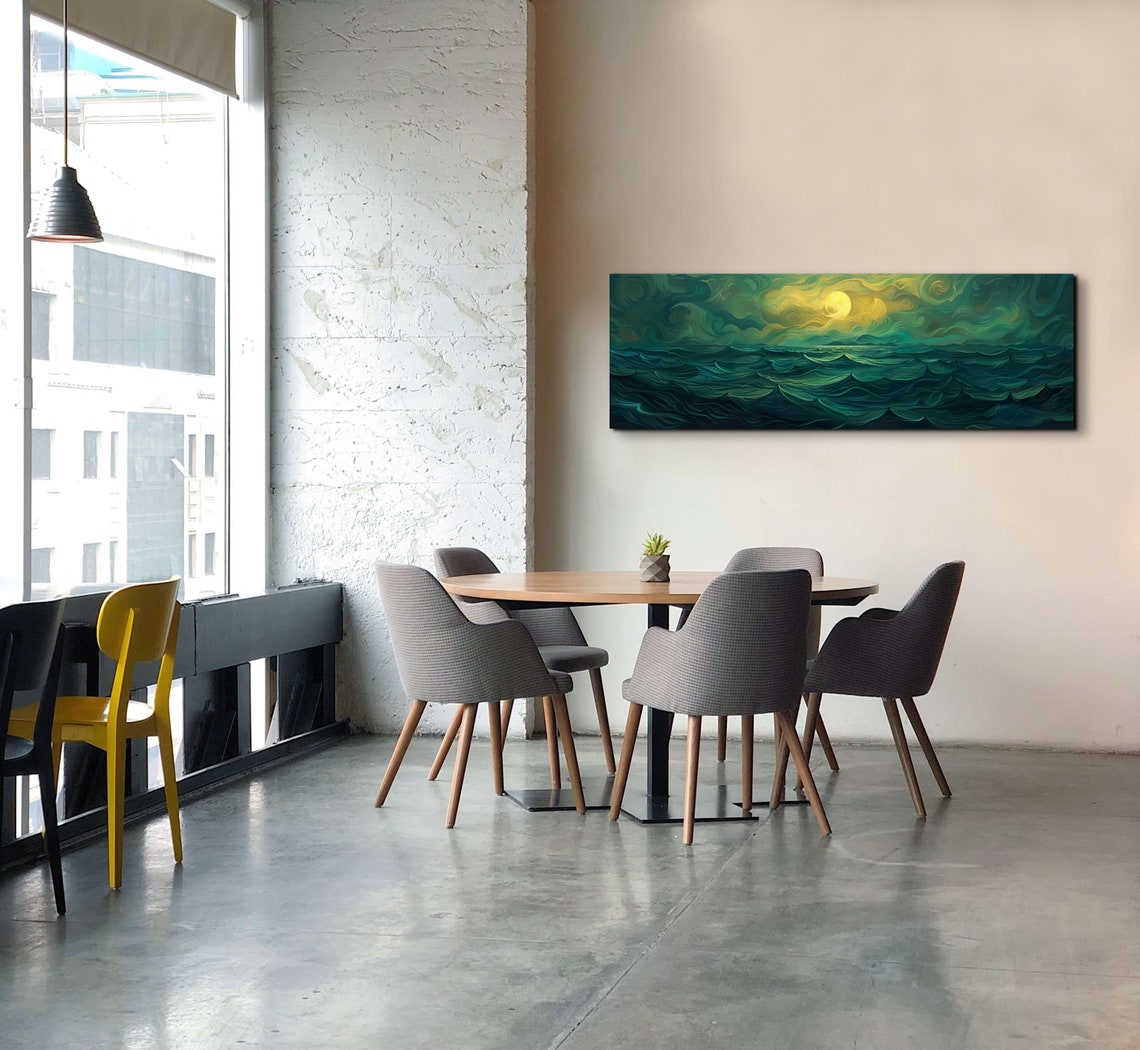 Full Moon Over Dark Sea with Swirling Clouds in Night Sky Poster - Image 6