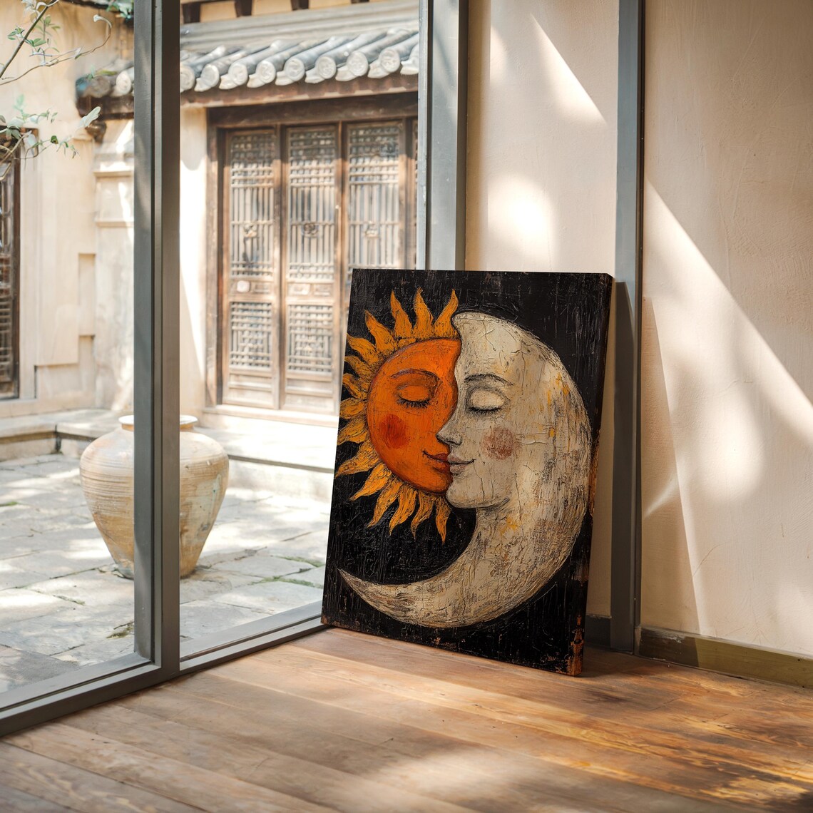 Rustic Sun and Moon Boho Celestial Art Print - Image 4