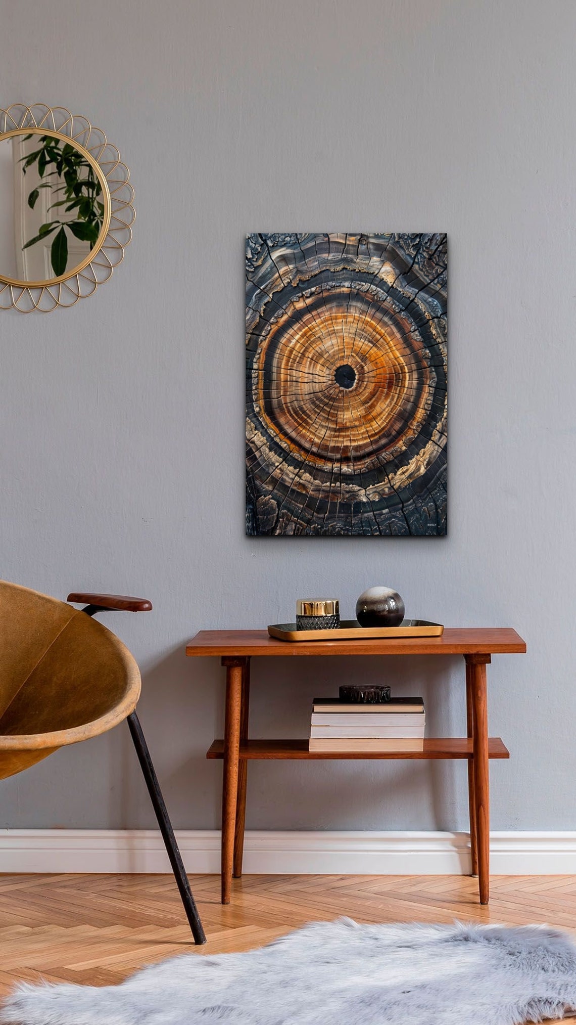 Ancient Tree Ring Cross Section Warm Amber Wood Grain Poster - Image 7