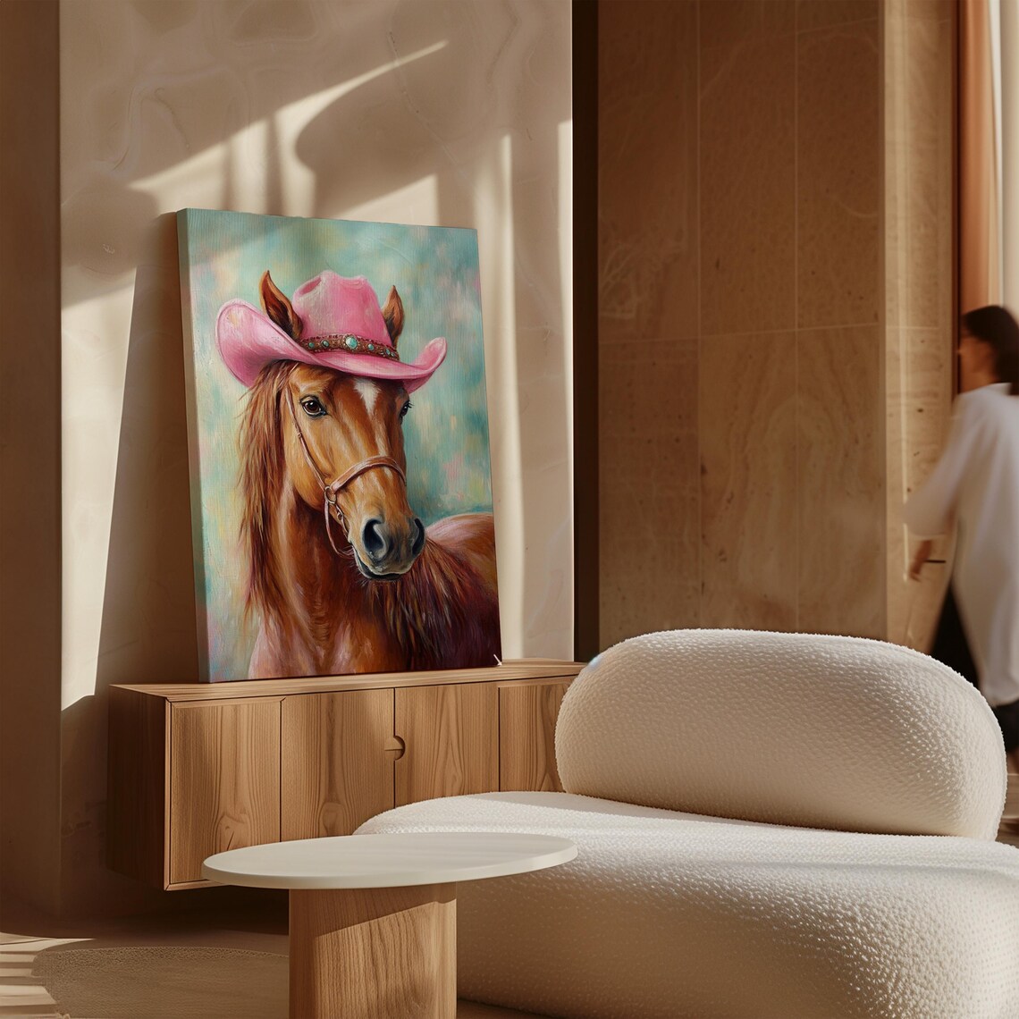 Chestnut Horse in Pink Cowboy Hat Turquoise Concho Band Poster - Image 5