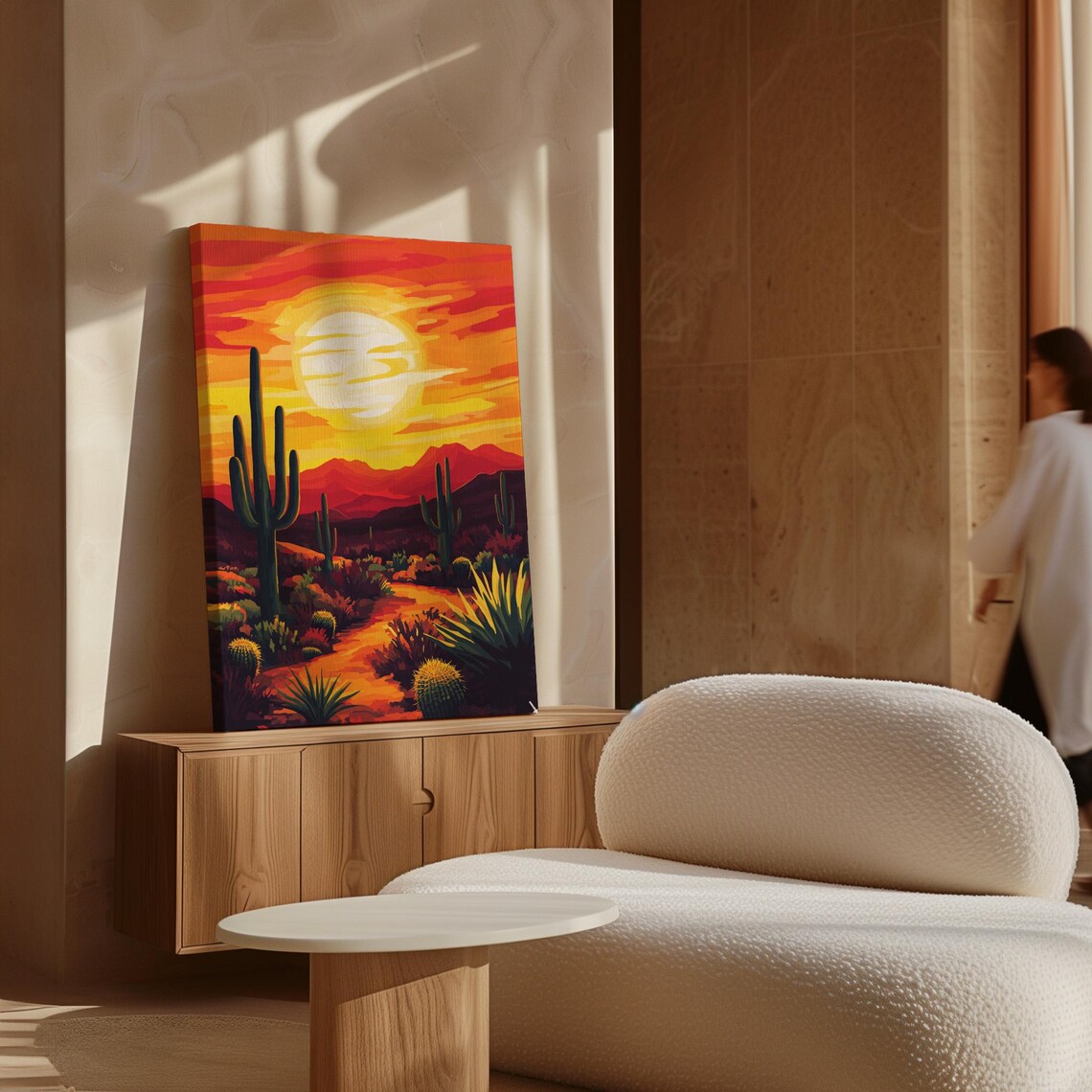 Desert Sunset Cactus Southwestern Landscape Art Print - Image 6