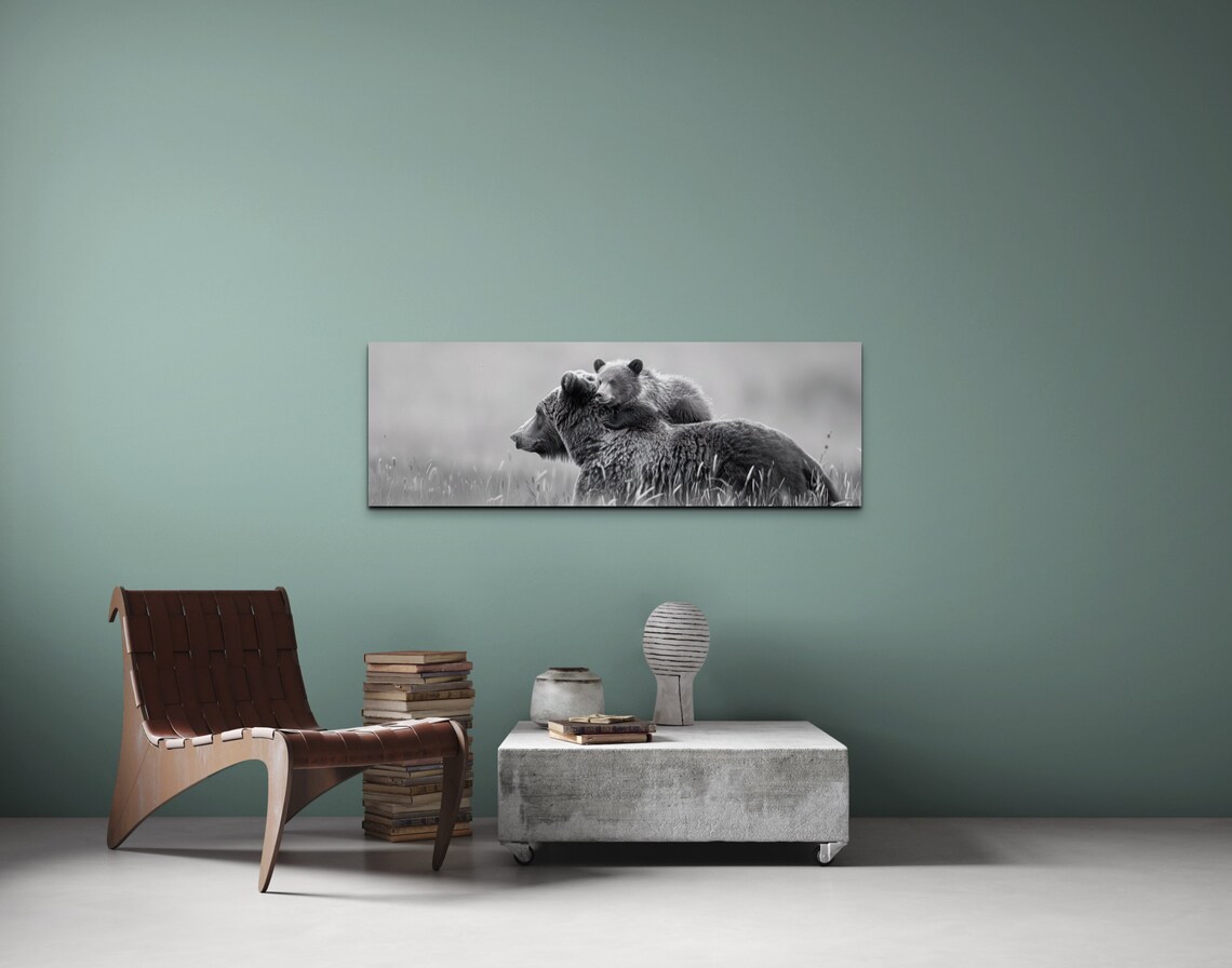 Mamma Bear Cub, Black And White Wall Art - Image 7