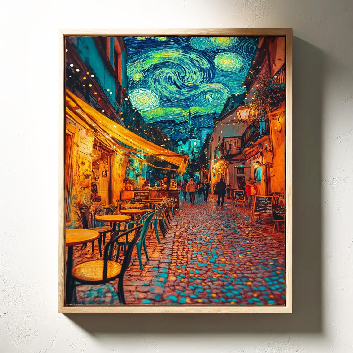 Starry Night Cafe Scene, Urban Street Art Print - Image 3