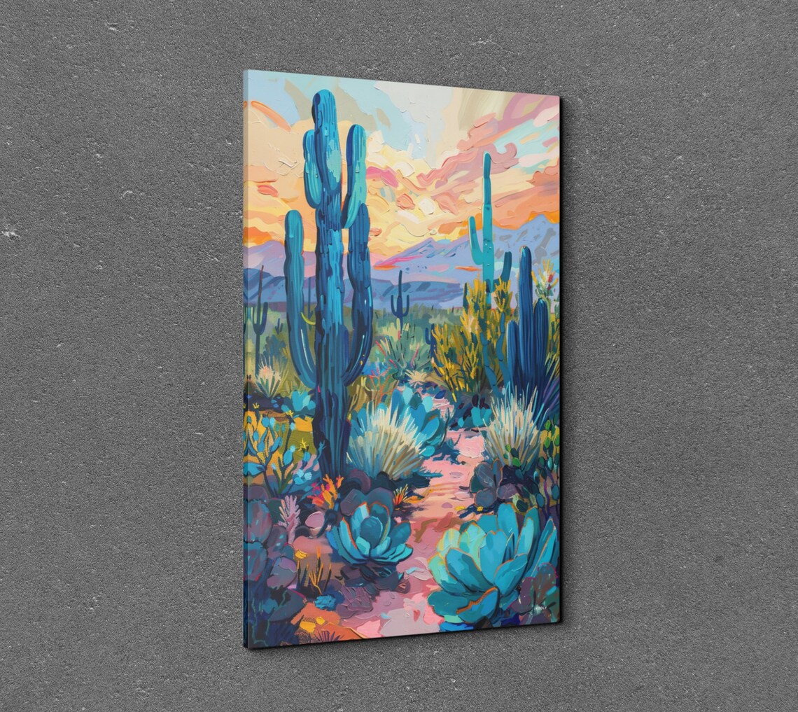 Desert Cactus Trail Sunset Southwestern Agave Botanical Poster - Image 3