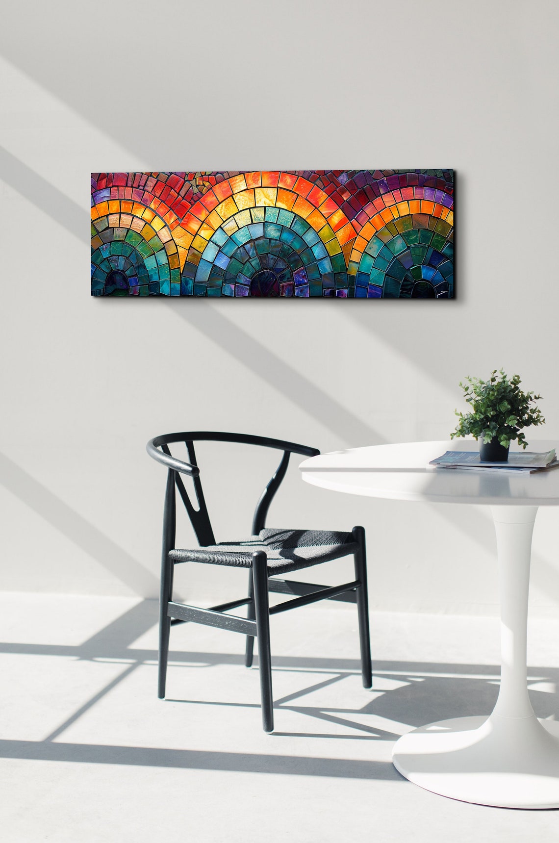 Stained Glass Rainbow Arches Mosaic Panoramic Colorful Art Poster - Image 7