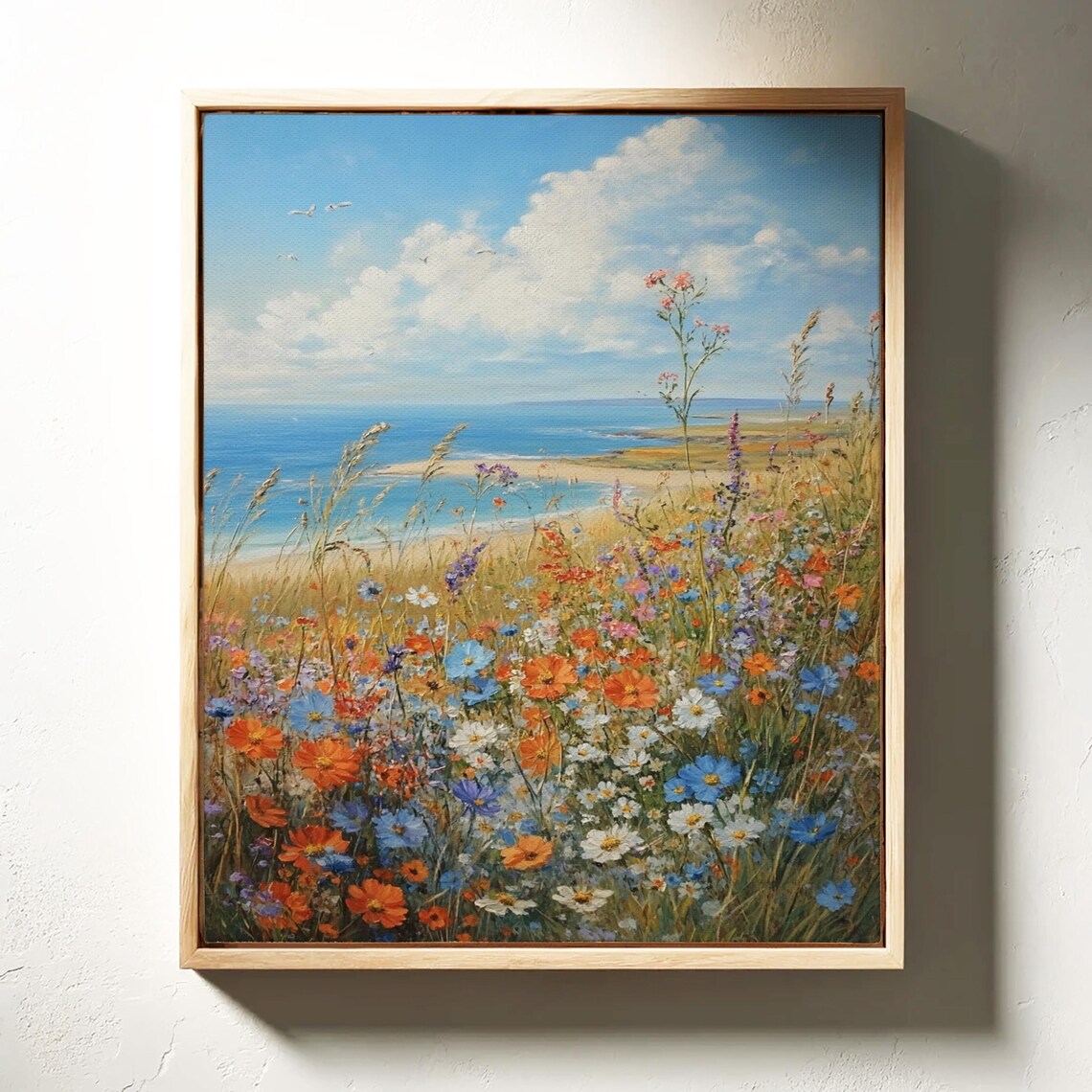 Coastal Wildflower Meadow By The Sea Beach Bloom Landscape Art Poster - Image 5