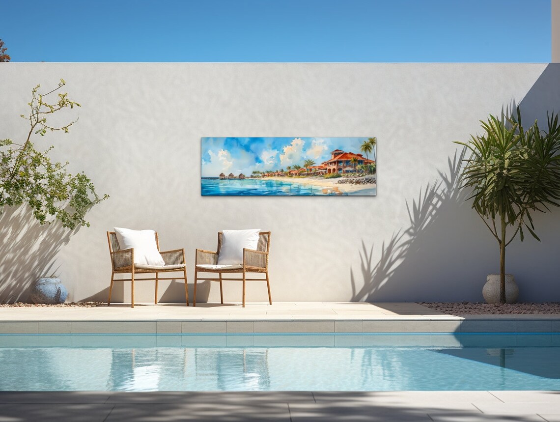 Tropical Beach Resort Watercolor Paradise Beach Villas Poster - Image 5