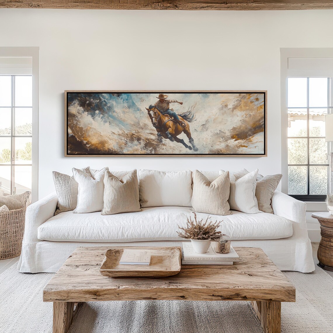 Charging Cowboy On Horse Wild West Rider Dust Panoramic Western Poster - Image 4