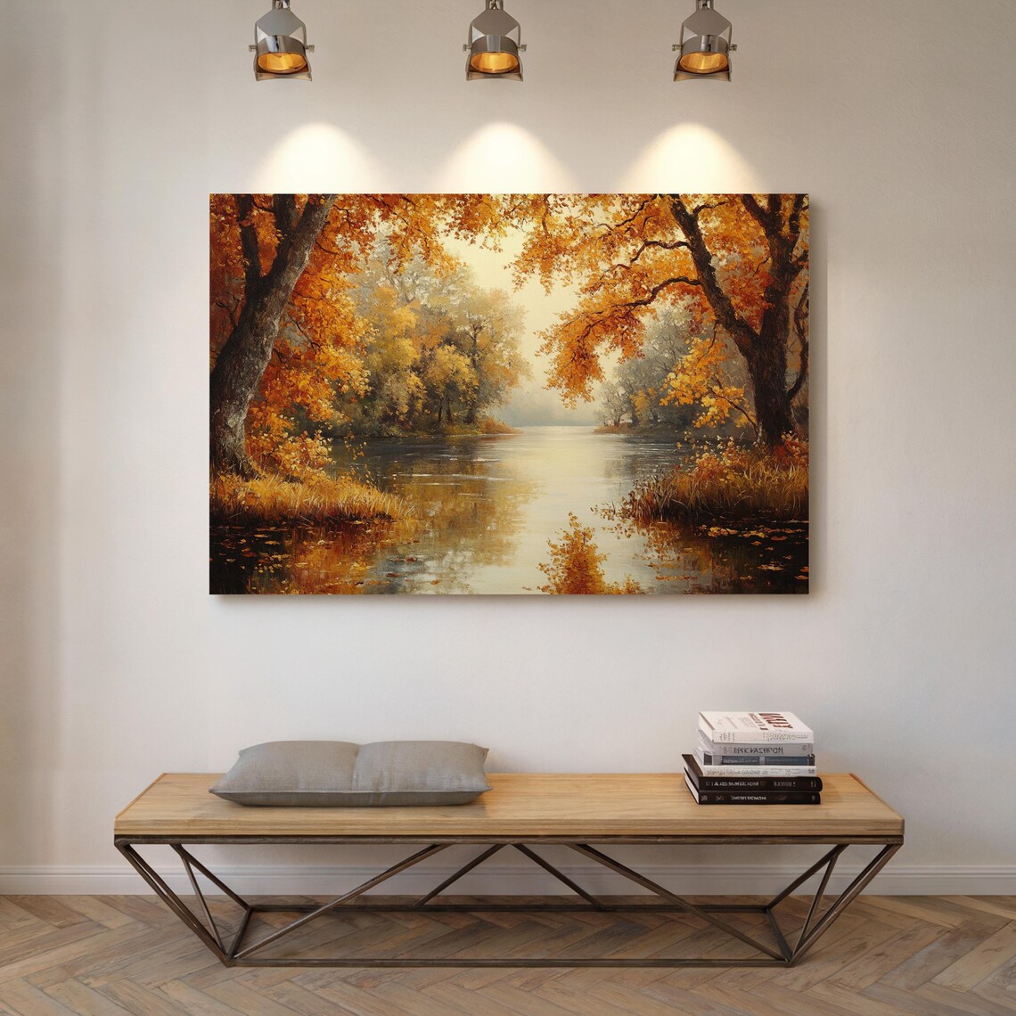 Golden Autumn Lake with Tranquil Reflective Waters Rustic Scene Poster - Image 6