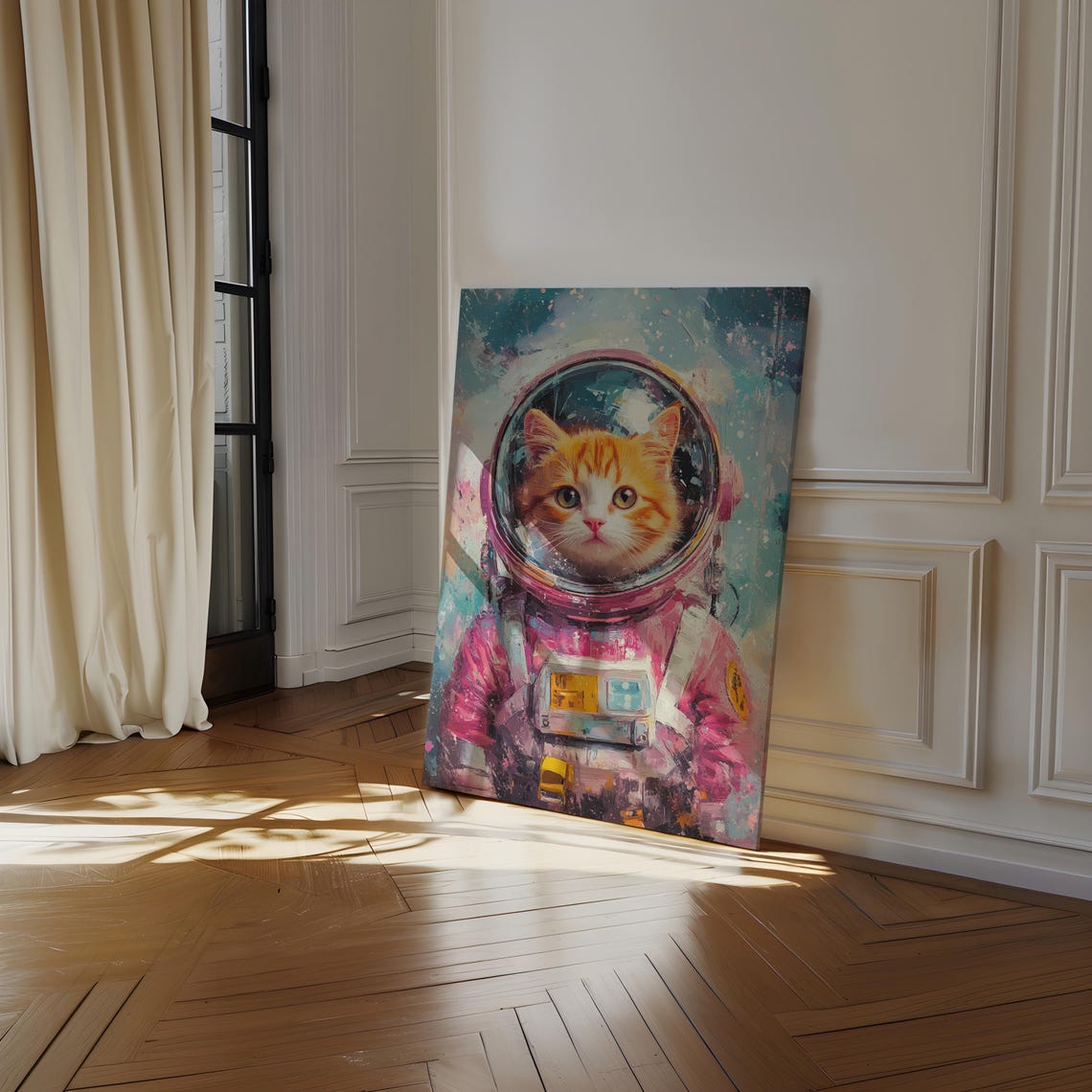 Astronaut Cat Ginger Kitten Pink Space Suit Galaxy Adventure Poster - Image 6