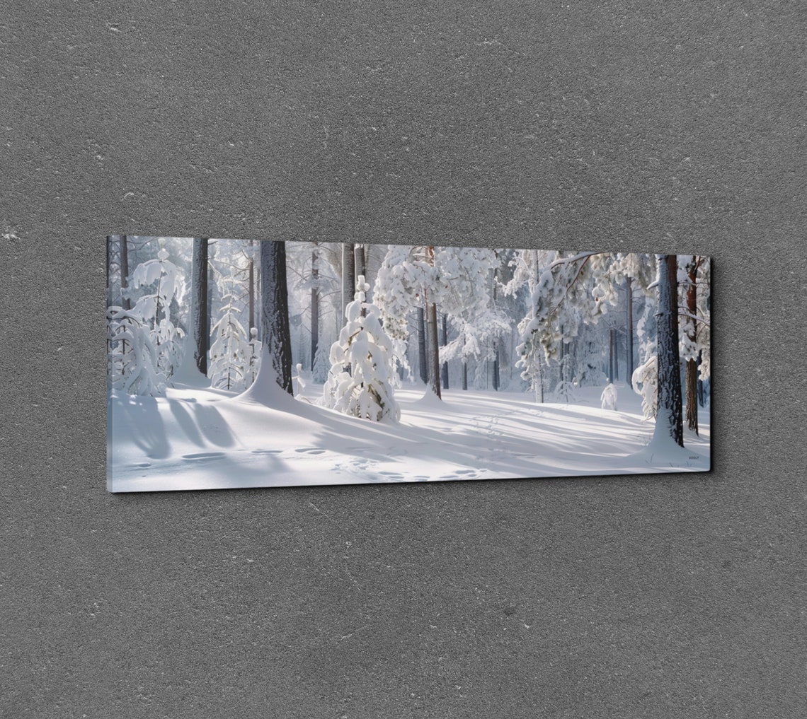 Snowy Pine Forest In Winter Sunlight Panoramic Nature Poster - Image 7