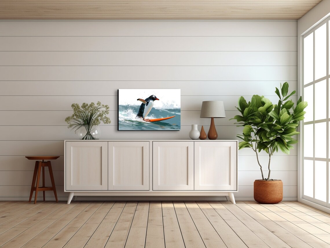 Surfing Penguin Retro Surf Beach Kids Decor - Image 6