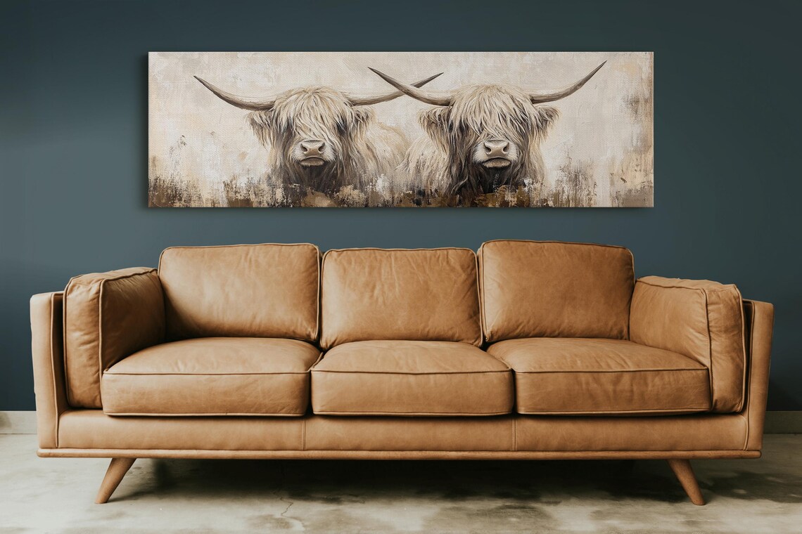 Highland Cow Duo Neutral Rustic Western Farmhouse Cozy Poster - Image 4