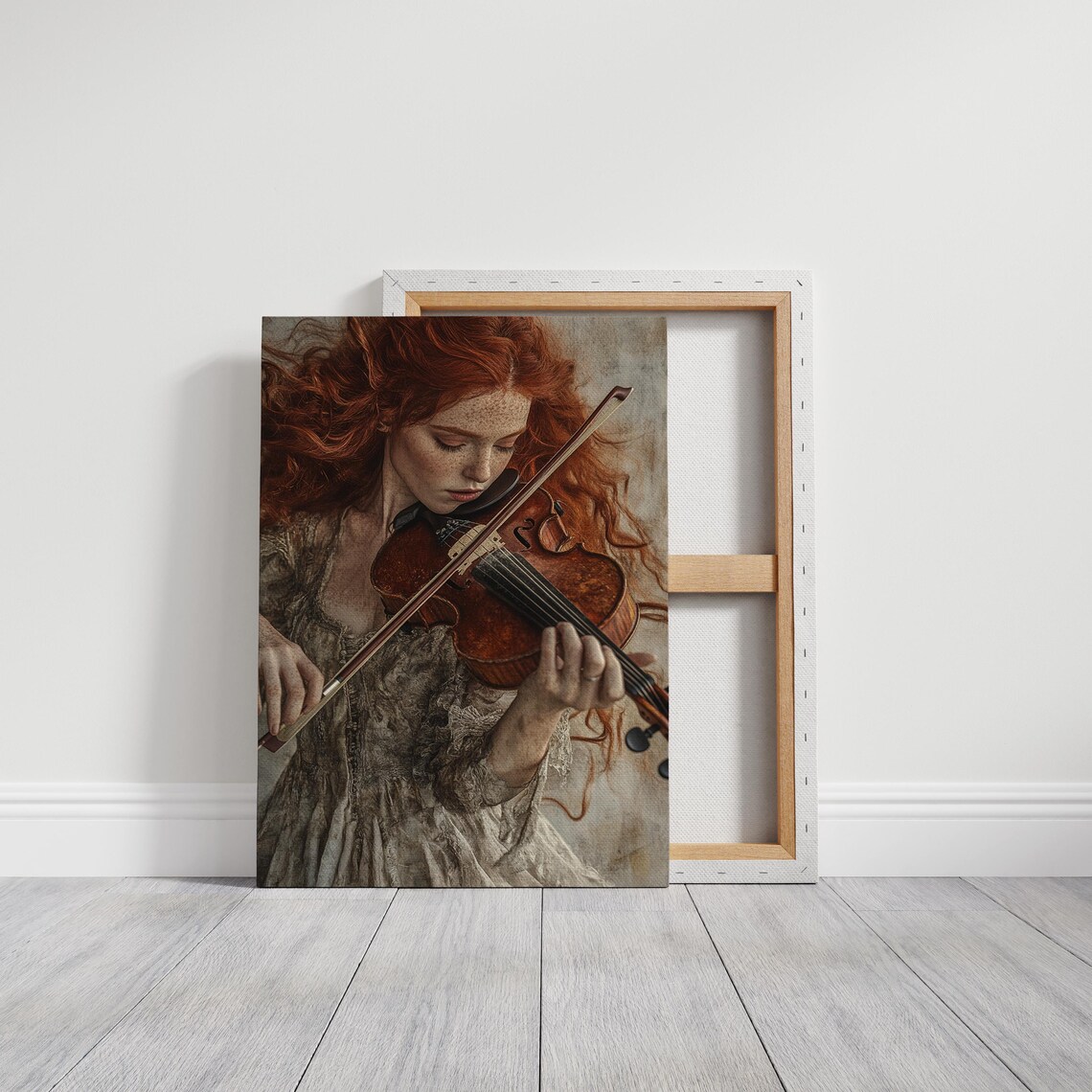 Red Haired Violinist Vintage Graceful Musician Portrait Poster - Image 3
