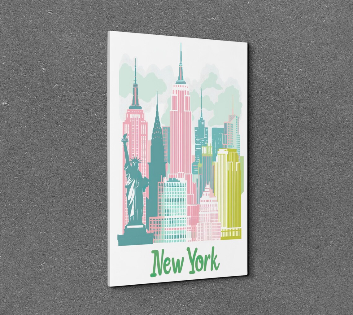 New York Skyline Colorful Skyscraper Landmark Travel Art Poster - Image 7