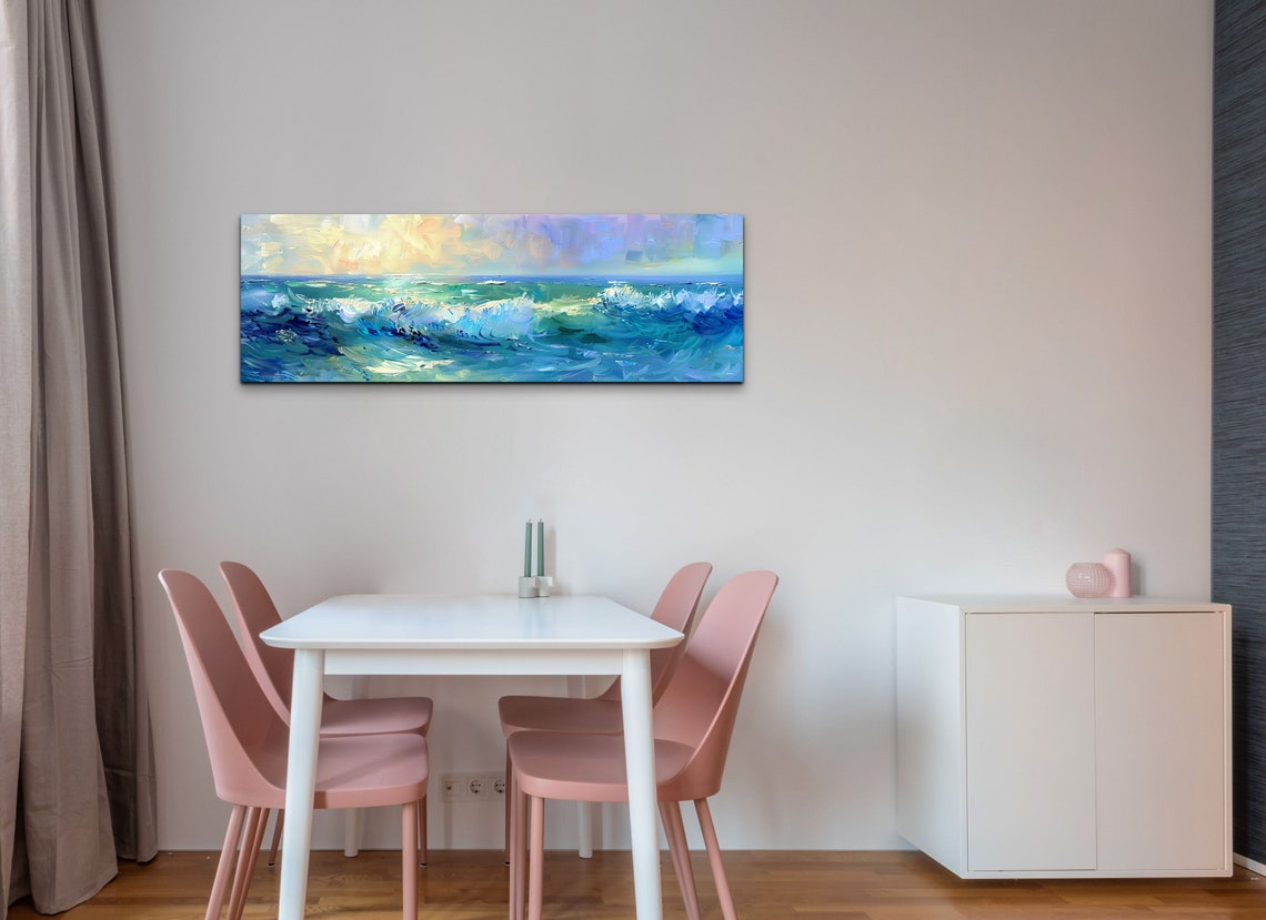 Sunlit Ocean Waves Soft Pastel Seascape Impressionist Coastal Poster - Image 4