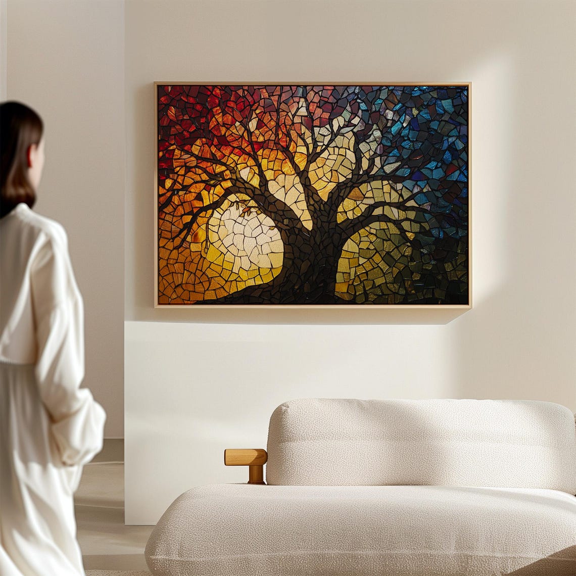 Stained Glass Tree Mosaic With Fiery Sunset Gradient Colors Poster - Image 4