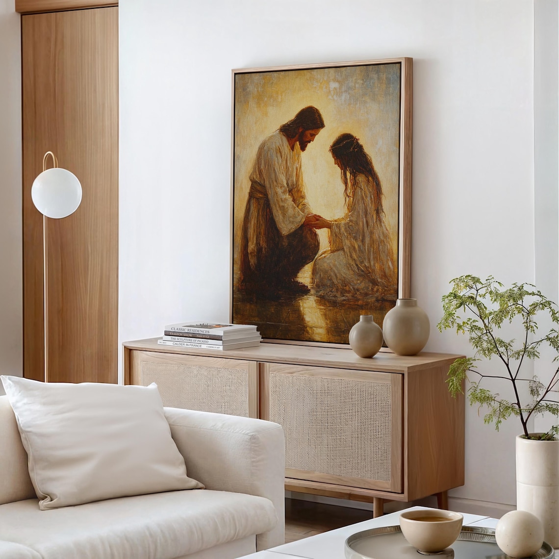Jesus Kneeling to Hold a Woman's Hands in a Moment of Grace Poster - Image 6
