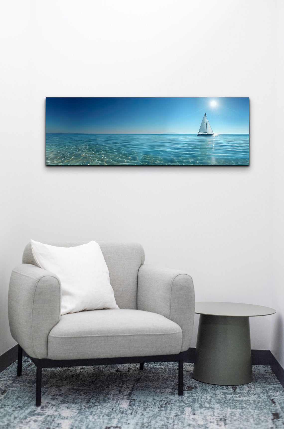 Bright Sailboat Sailing on Crystal Clear Turquoise Water Poster - Image 4