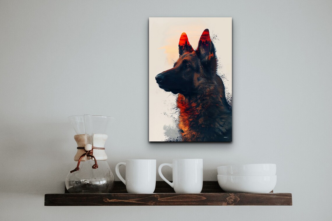 German Shepherd Double Exposure Art Print, Gift - Image 4