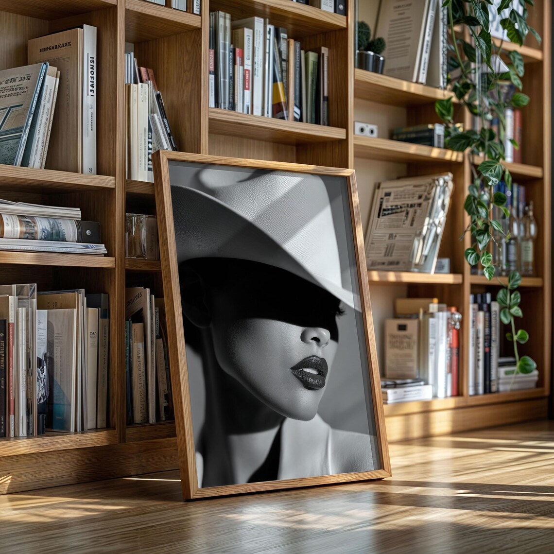 Cowgirl in White Hat Dramatic Black and White Western Portrait Poster