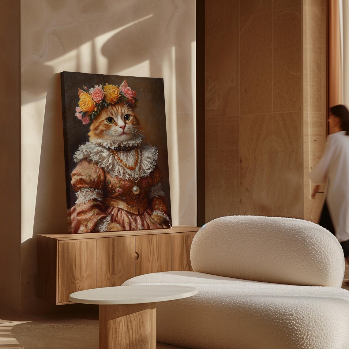 Orange Cat Victorian Lace Dress Rose Floral Crown Portrait Poster - Image 5