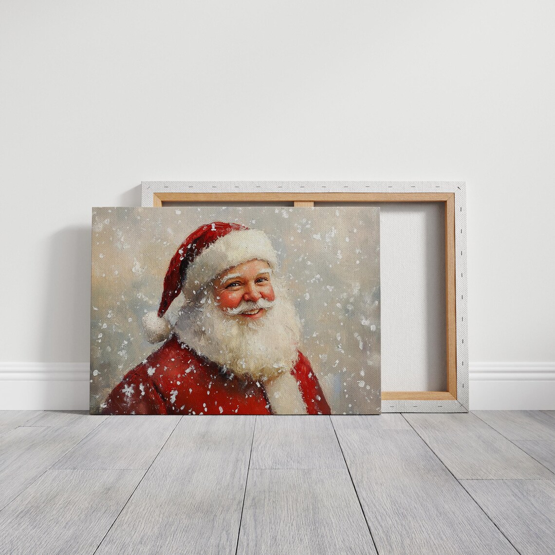 Joyful Santa Claus Holiday Artwork With Snowfall - Image 3
