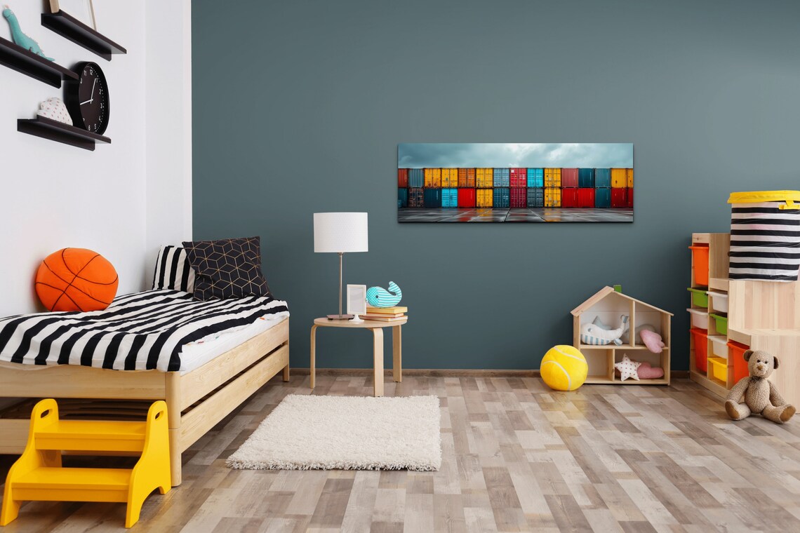 Colorful Stacked Shipping Container Industrial Yard Photo Poster - Image 3