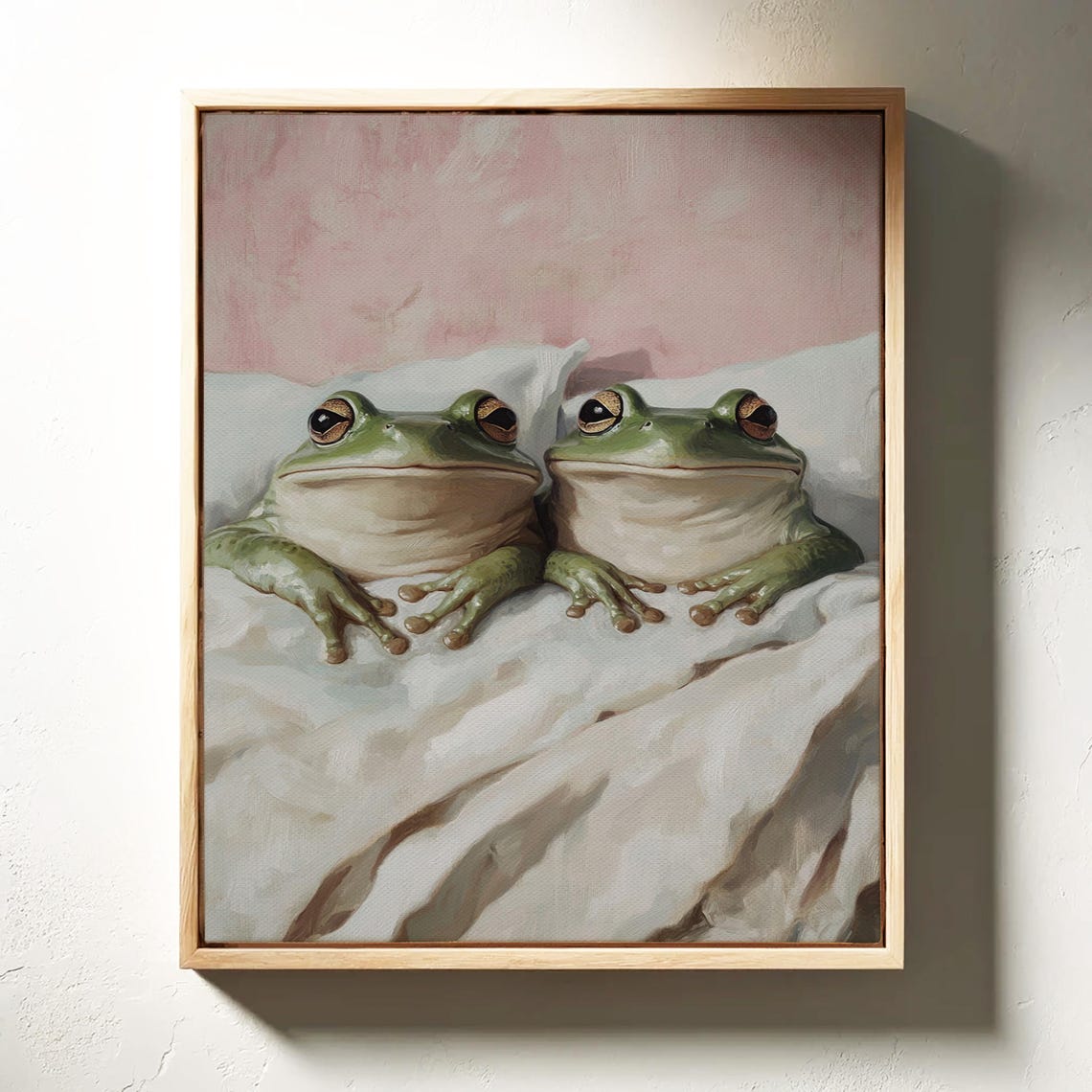 Funny Frog Couple Tucked In Bed Whimsical Cute Amphibian Poster - Image 3