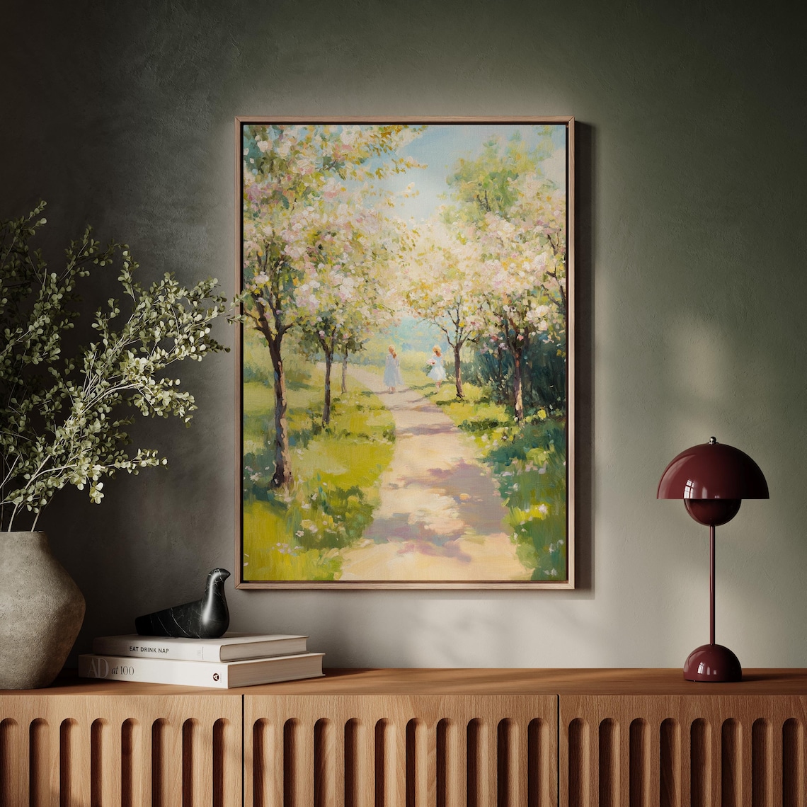 Whimsical Spring Blossoms, Romantic Floral Landscape