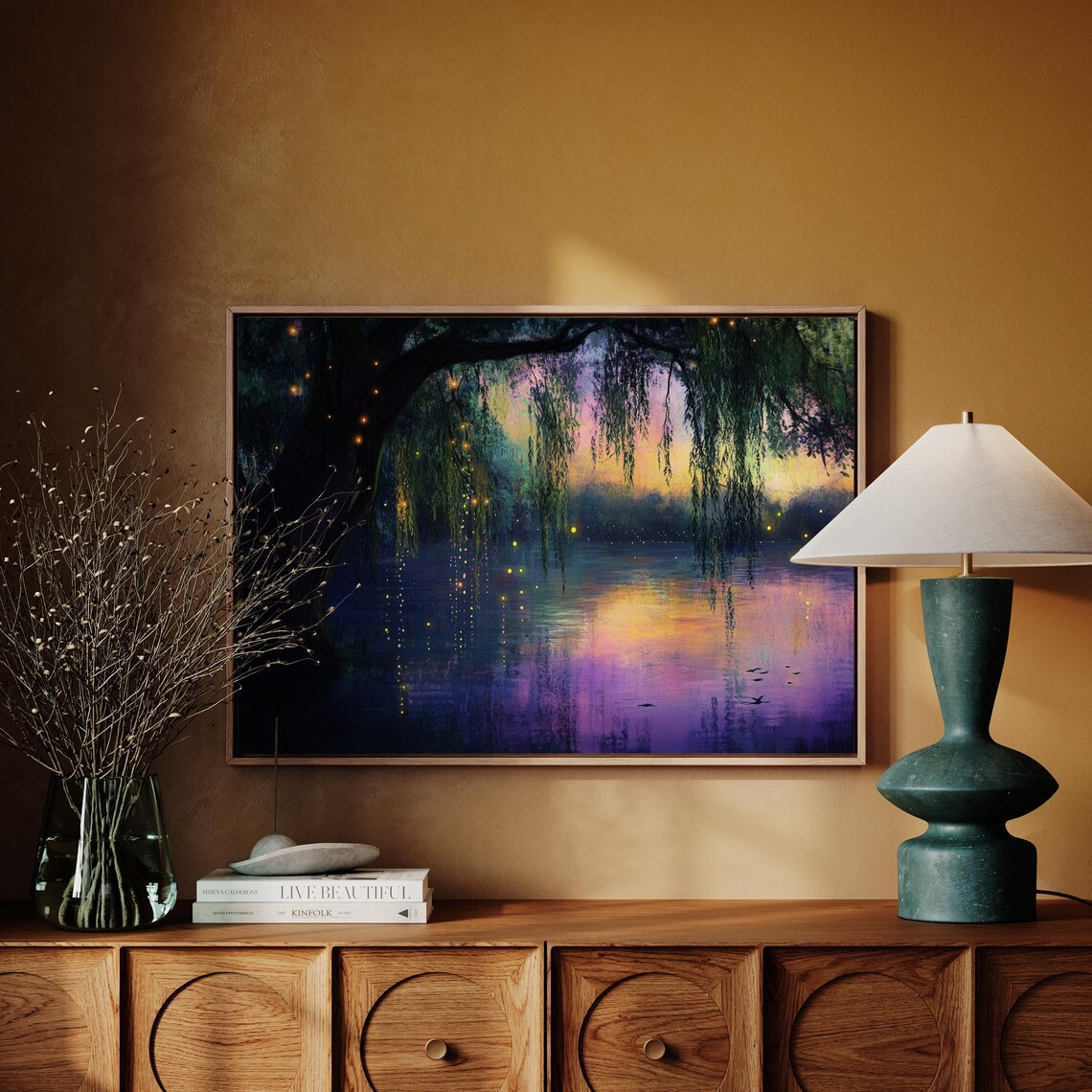 Enchanted Willow Tree at Twilight, Dreamy Wall Art Print - Image 4