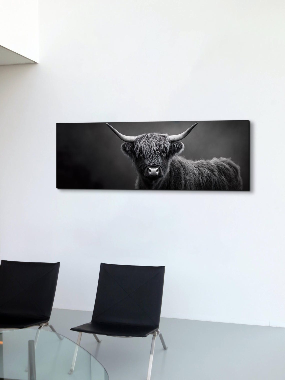 Highland Cow Close Up Black and White Rustic Farmhouse Poster - Image 5