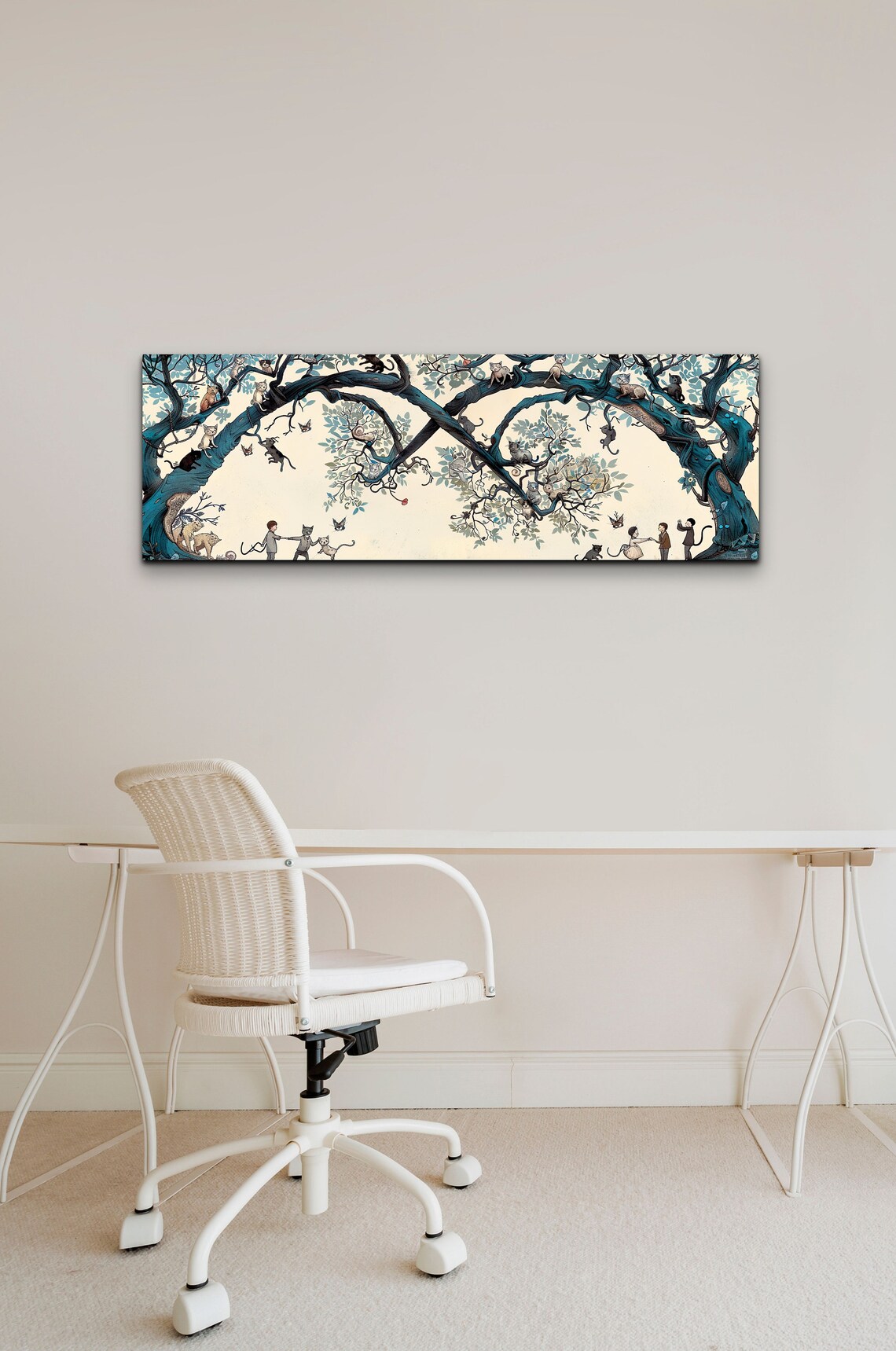 Fantasy Cat Scene, Panoramic Forest Art Print - Image 4
