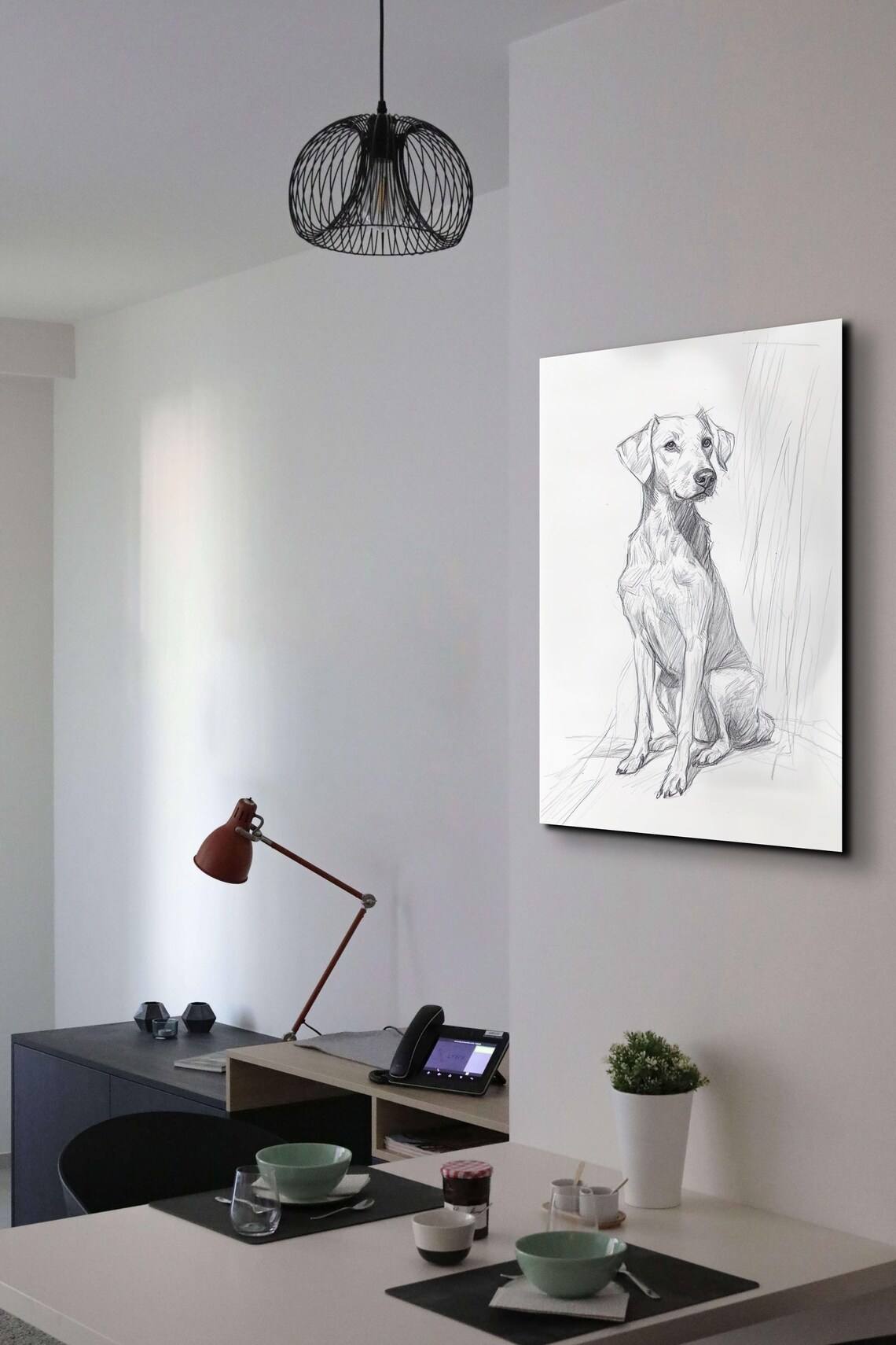Labrador Retriever Pencil Sketch Sitting Dog Portrait Art Poster - Image 4